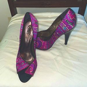 Carlos Santana Pounce Stiletto Peep Toe;Purple 7.5